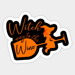 Witch Way To The Wine Funny Halloween Witch Wine Drinker Sticker